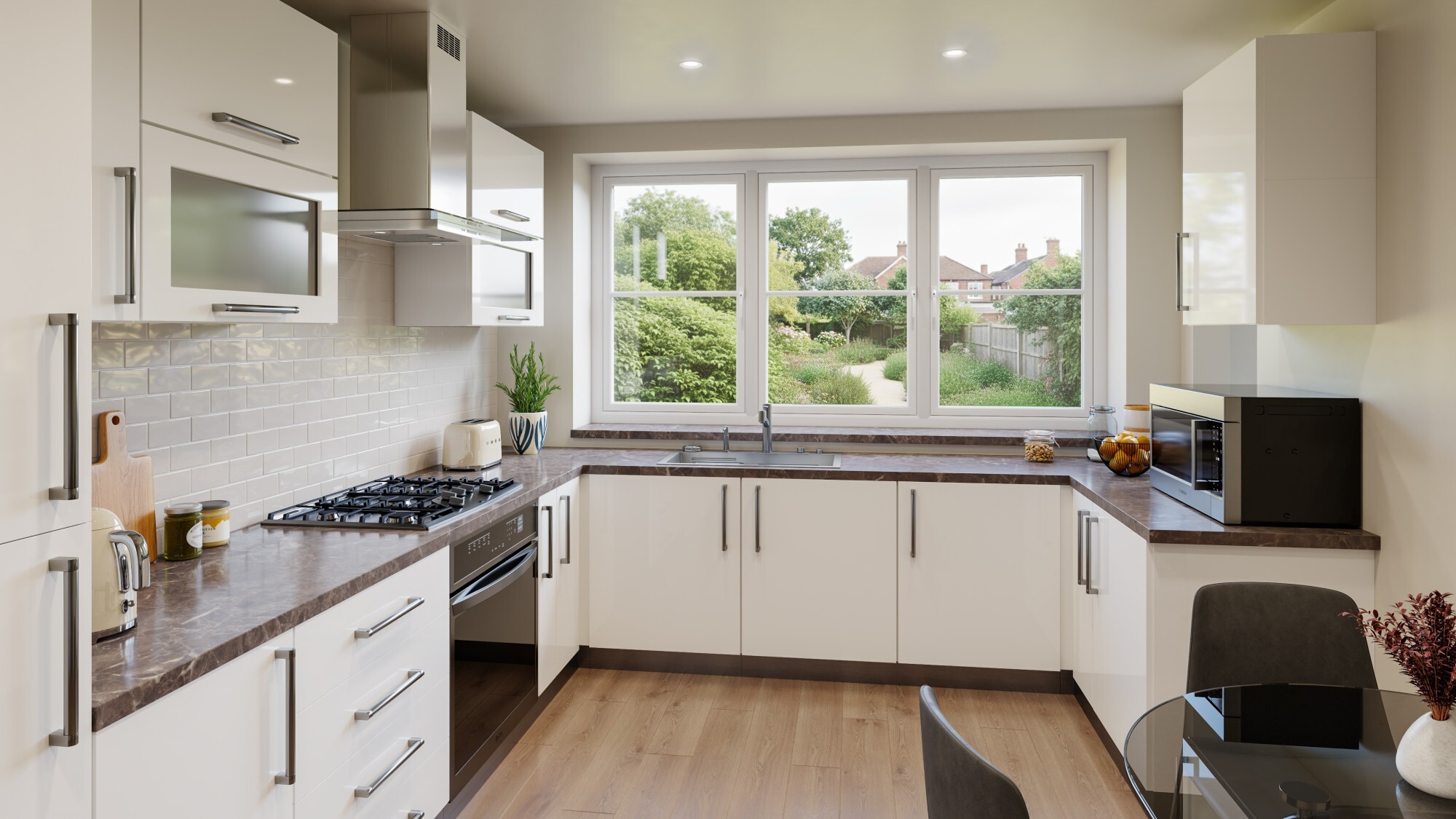 Kitchen 3 Flush with Sculptured Profiles-low