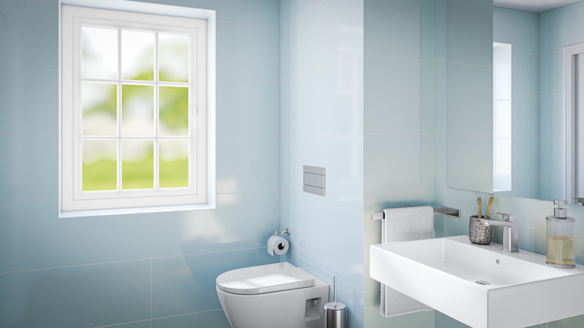 Bathroom 3 Flush with Sculptured Profile-low