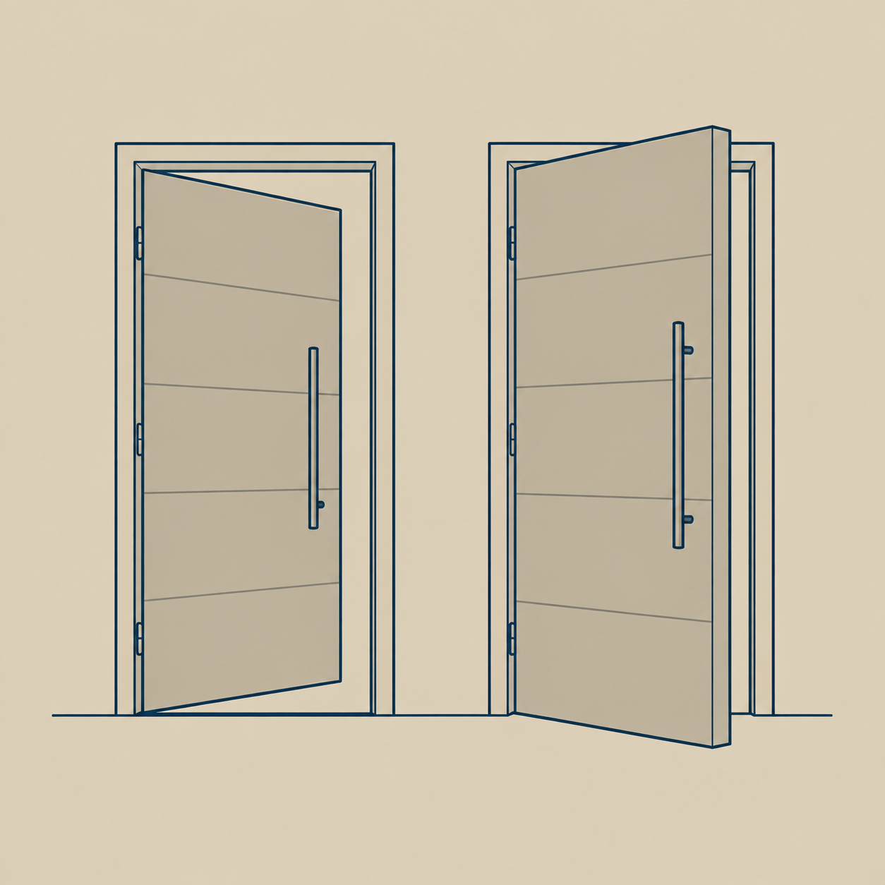inward and outward opening