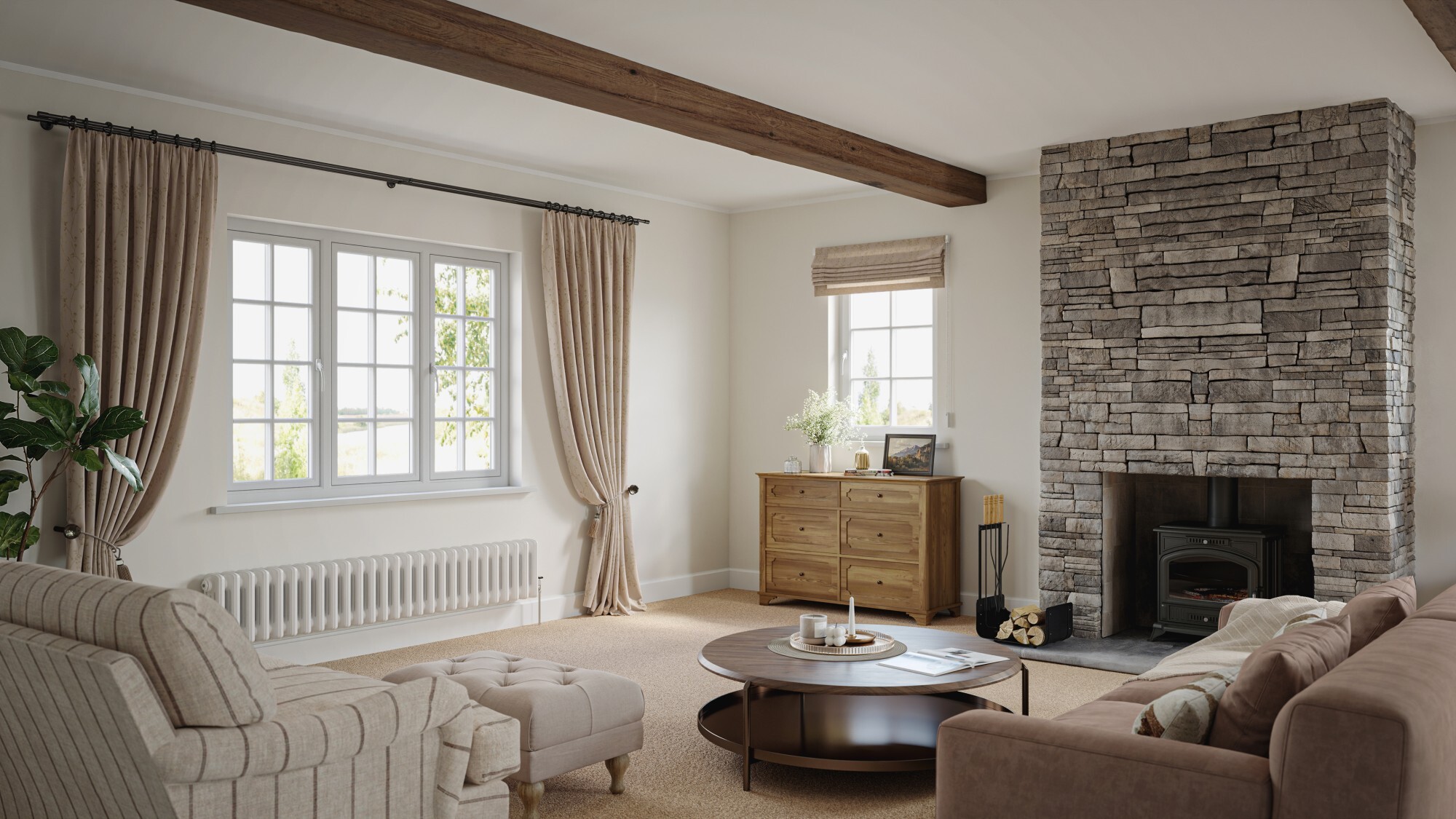 Living room 2 Flush with Sculptured Profiles-low